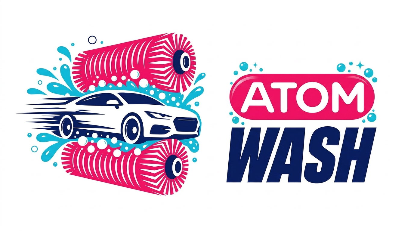 Isologo ATOM WASH — lavadero automático
